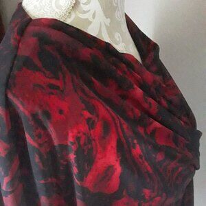 Anne Klein loverly red and black floral knot waist cowl neck tunic size XL